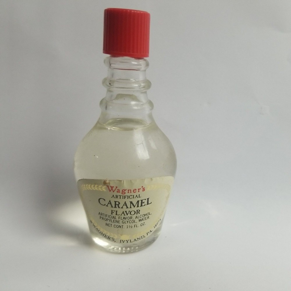 Vintage Wagners Extract 1.5oz Bottle Artificial Carmel Flavor for Display